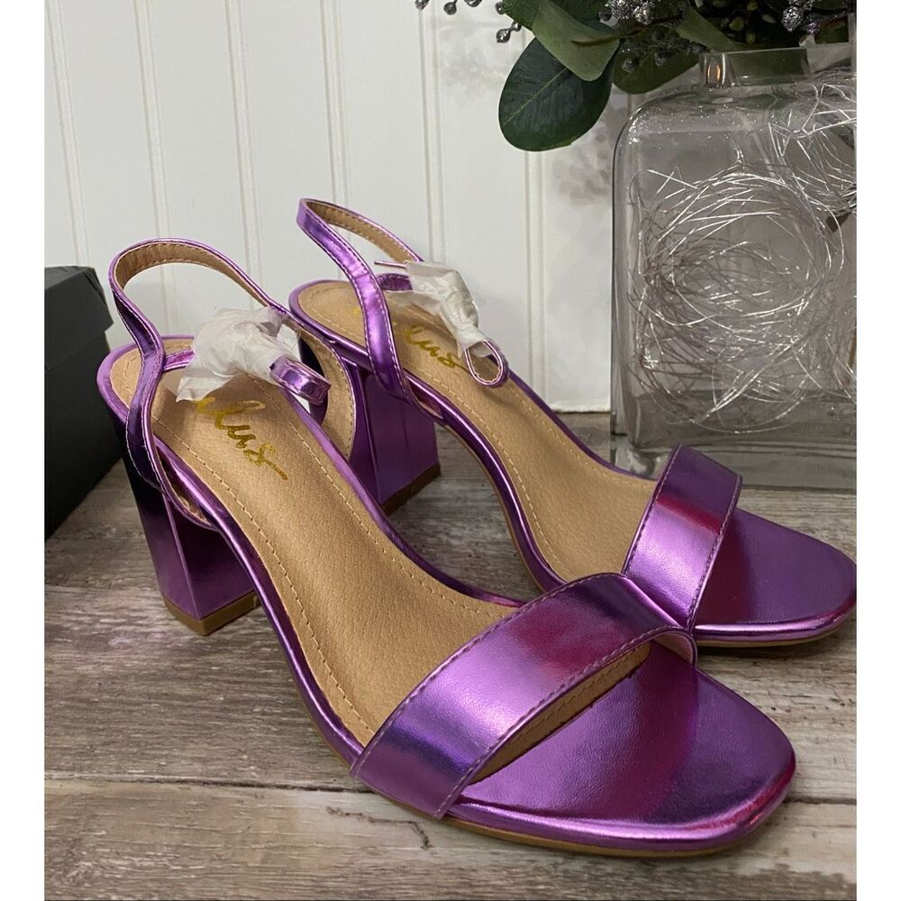 Lulus Purple Metallic Arya High Heel Sandal Sz 8